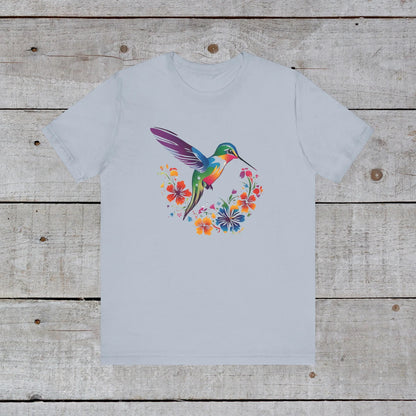 Floral Hummingbird T Shirt, Women's TShirt, Spring Summer Birds T-Shirt, Bird Lovers Tee, Wildlife Animal Shirt, Gifts for Her, Boho Hippie