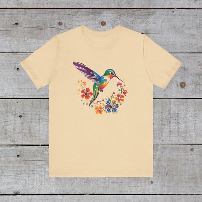 Floral Hummingbird T Shirt, Women's TShirt, Spring Summer Birds T-Shirt, Bird Lovers Tee, Wildlife Animal Shirt, Gifts for Her, Boho Hippie