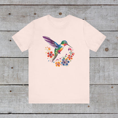 Floral Hummingbird T Shirt, Women's TShirt, Spring Summer Birds T-Shirt, Bird Lovers Tee, Wildlife Animal Shirt, Gifts for Her, Boho Hippie