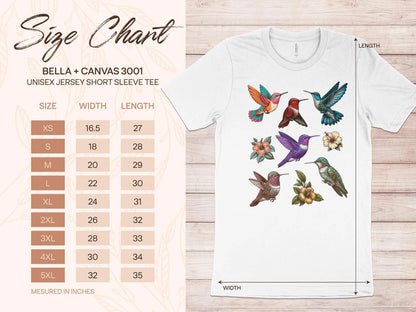 Colorful Hummingbird T-Shirt, Best Gift for Hummingbird Lovers, Bird Illustration, Nature Lover Gift, Mothers Day for Birders, Nature Guides