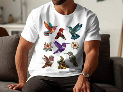 Colorful Hummingbird T-Shirt, Best Gift for Hummingbird Lovers, Bird Illustration, Nature Lover Gift, Mothers Day for Birders, Nature Guides