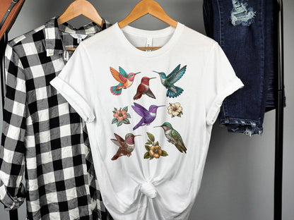 Colorful Hummingbird T-Shirt, Best Gift for Hummingbird Lovers, Bird Illustration, Nature Lover Gift, Mothers Day for Birders, Nature Guides