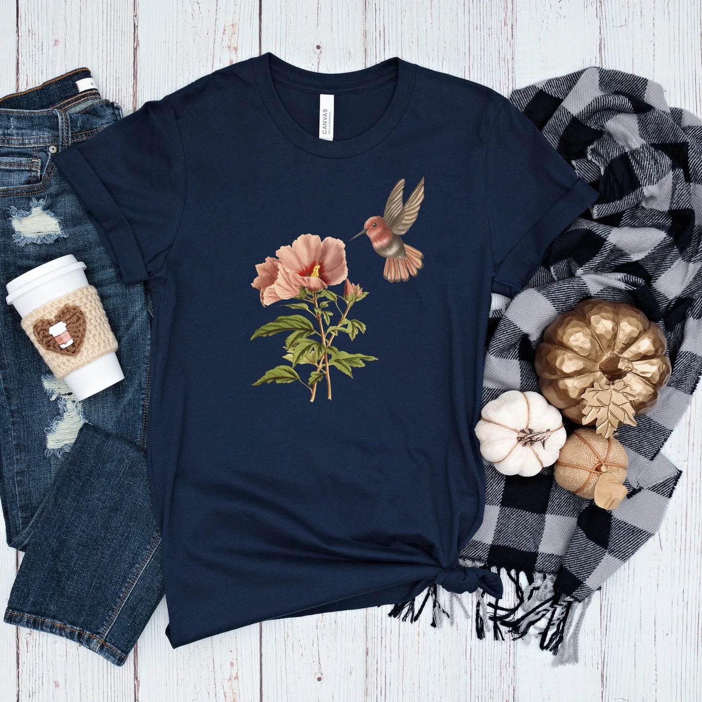 Hummingbird Botanical Shirt| Vintage Hummingbird Tee| Bird Lover Shirt| Plant Lover Tee| Gift For Her| Birthday Gift Tee