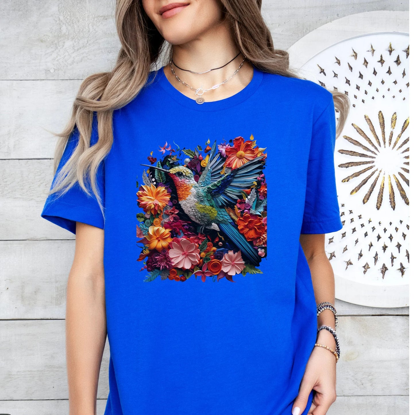 Floral Hummingbird Shirt, Bird T-Shirt, Trendy Graphic Tee, Flower Shirt, Animal Lover Gift, Bird Lover TShirt, Gift For Her, Summer Birds