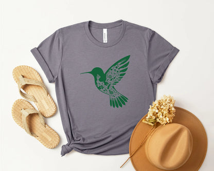 Blumen Kolibri Shirt, Blumen Kolibri T-Shirt, Vogel Liebhaber Shirt, Tier Liebhaber T-Shirt, Geschenk für Sie Geburtstag Geschenk T-Shirt Wildblumen Vogel Shirt