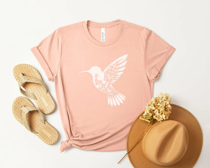 Blumen Kolibri Shirt, Blumen Kolibri T-Shirt, Vogel Liebhaber Shirt, Tier Liebhaber T-Shirt, Geschenk für Sie Geburtstag Geschenk T-Shirt Wildblumen Vogel Shirt