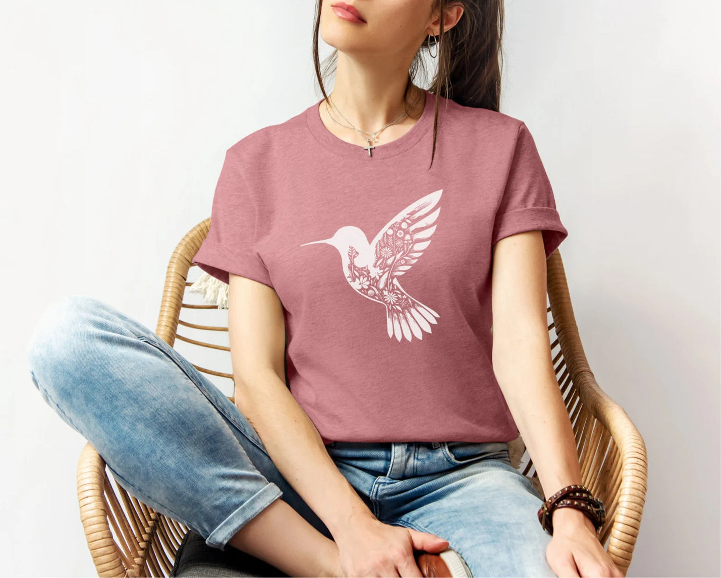 Blumen Kolibri Shirt, Blumen Kolibri T-Shirt, Vogel Liebhaber Shirt, Tier Liebhaber T-Shirt, Geschenk für Sie Geburtstag Geschenk T-Shirt Wildblumen Vogel Shirt