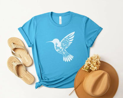 Chemise florale de colibri, tee-shirt de colibri de fleurs, chemise d’amoureux d’oiseau, tee-shirt d’amoureux d’animal, cadeau pour son cadeau d’anniversaire Tee chemise d’oiseau de fleurs sauvages