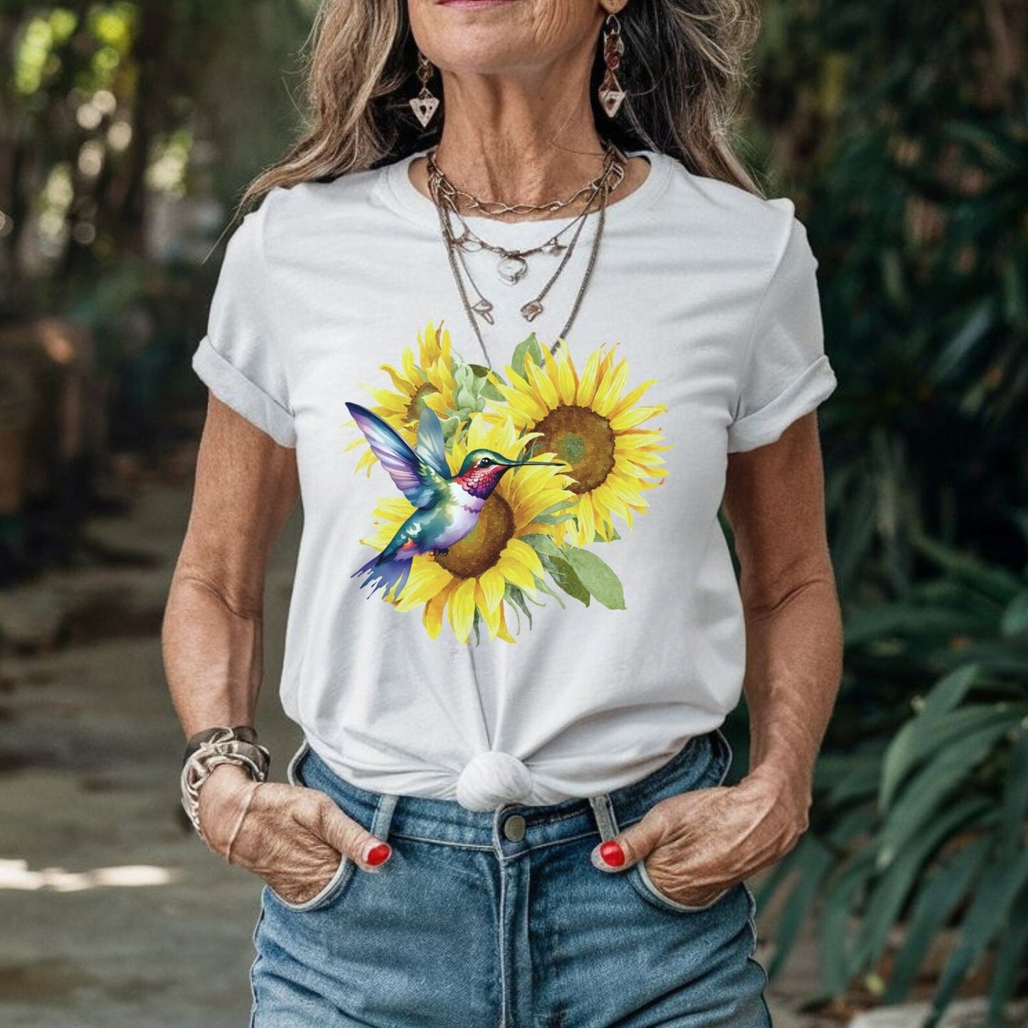 Aquarell Kolibri T-Shirt, Natur inspiriertes Design Shirt, Zarter Vogeldruck, T-Shirt mit Vogel, Bestes Geschenk für Vogelbeobachter