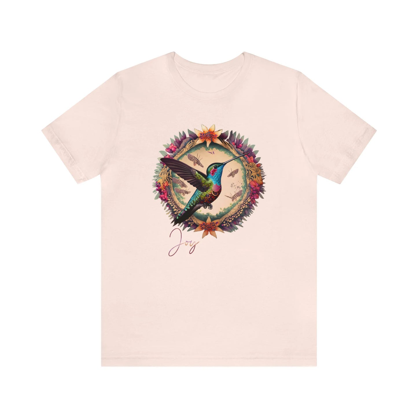 Tee, T-shirt art T-shirt Colibri, art, T-shirt mignon avec colibri, T-shirt BoHo, BoHo, fleurs, BoHo, fleurs, couronnes, colibri