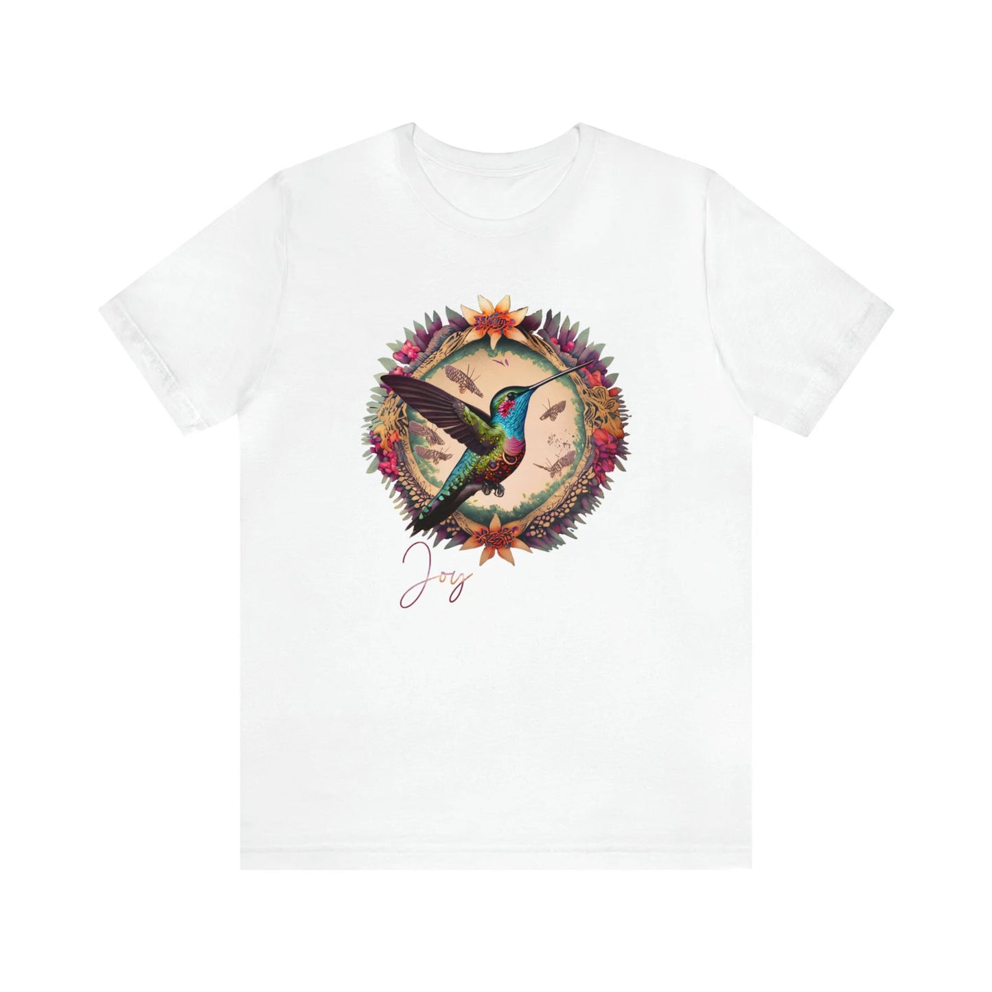 T-Shirt, T-Shirt-Kunst, Kolibri-T-Shirt, Kunst, süßes T-Shirt mit Kolibri, BoHo-T-Shirt, BoHo, Blumen, BoHo, Blumen, Kränze, Kolibri