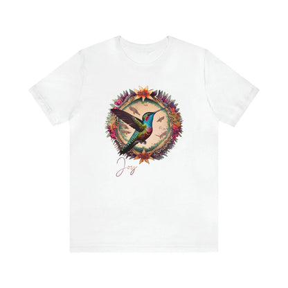 T-Shirt, T-Shirt-Kunst, Kolibri-T-Shirt, Kunst, süßes T-Shirt mit Kolibri, BoHo-T-Shirt, BoHo, Blumen, BoHo, Blumen, Kränze, Kolibri