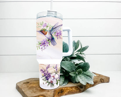 Hummingbird Lavender Stainless Steel Tumbler, 40 Oz, Personalized Gift, Hummingbird Gift, Insulated Cup, Gift For Her, Friend Gift