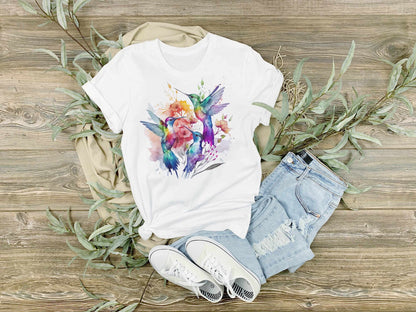 Aquarell Kolibri T-Shirt, Natur-inspiriertes Design-Shirt,