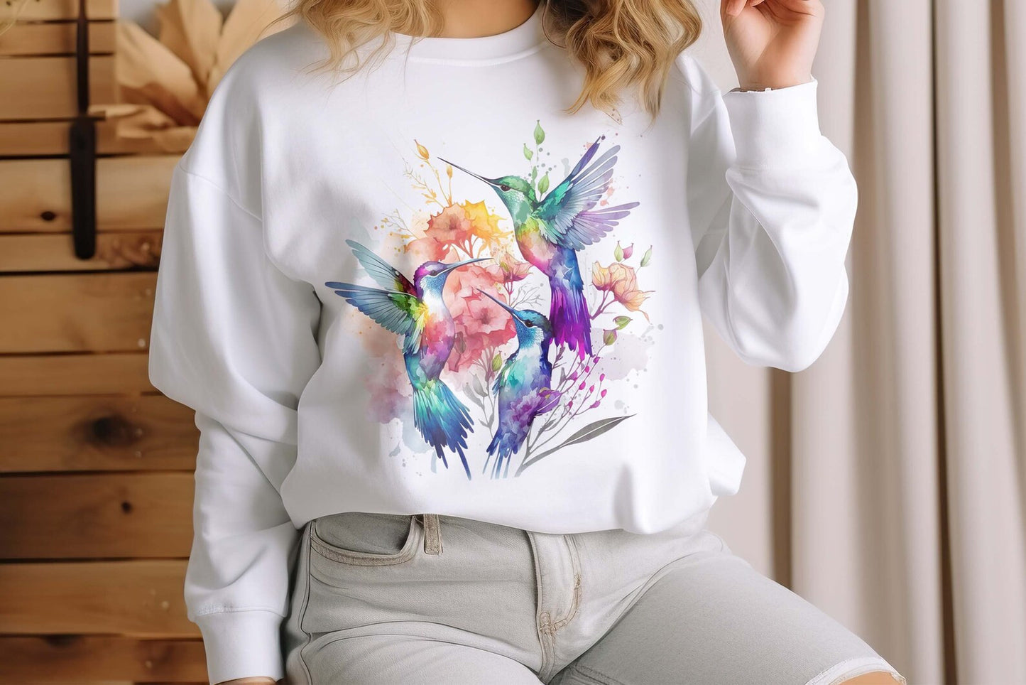 Watercolor Hummingbird T-Shirt, Nature-Inspired Design Shirt,