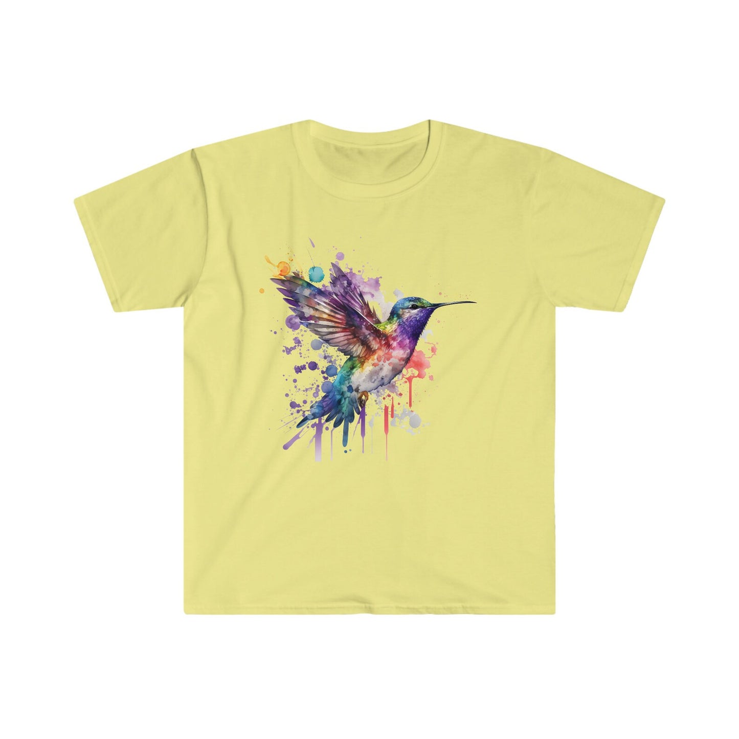 Chemise aquarelle Splash Hummingbird, t-shirt coloré aquarelle colibri, cadeau de tee-shirt mignon colibri pour maman, haut coloré colibri