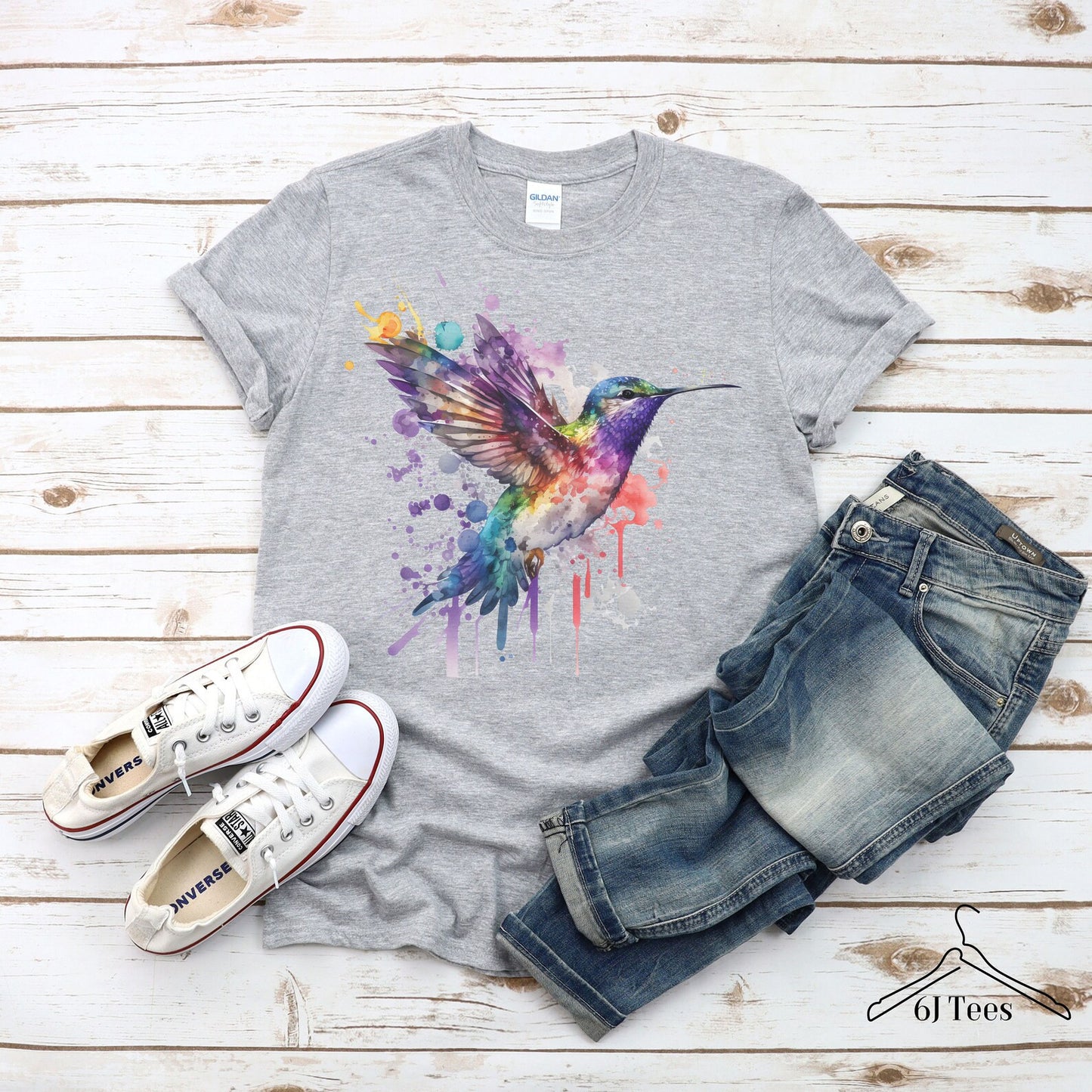 Aquarell Splash Kolibri Shirt, buntes Aquarell Kolibri T-Shirt, Süßes Kolibri T-Shirt Geschenk für Mama, Kolibri buntes Top