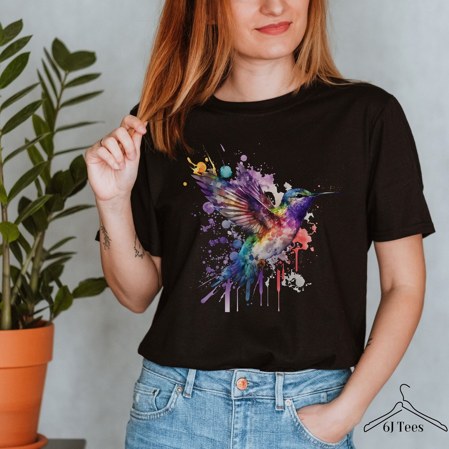 Aquarell Splash Kolibri Shirt, buntes Aquarell Kolibri T-Shirt, Süßes Kolibri T-Shirt Geschenk für Mama, Kolibri buntes Top