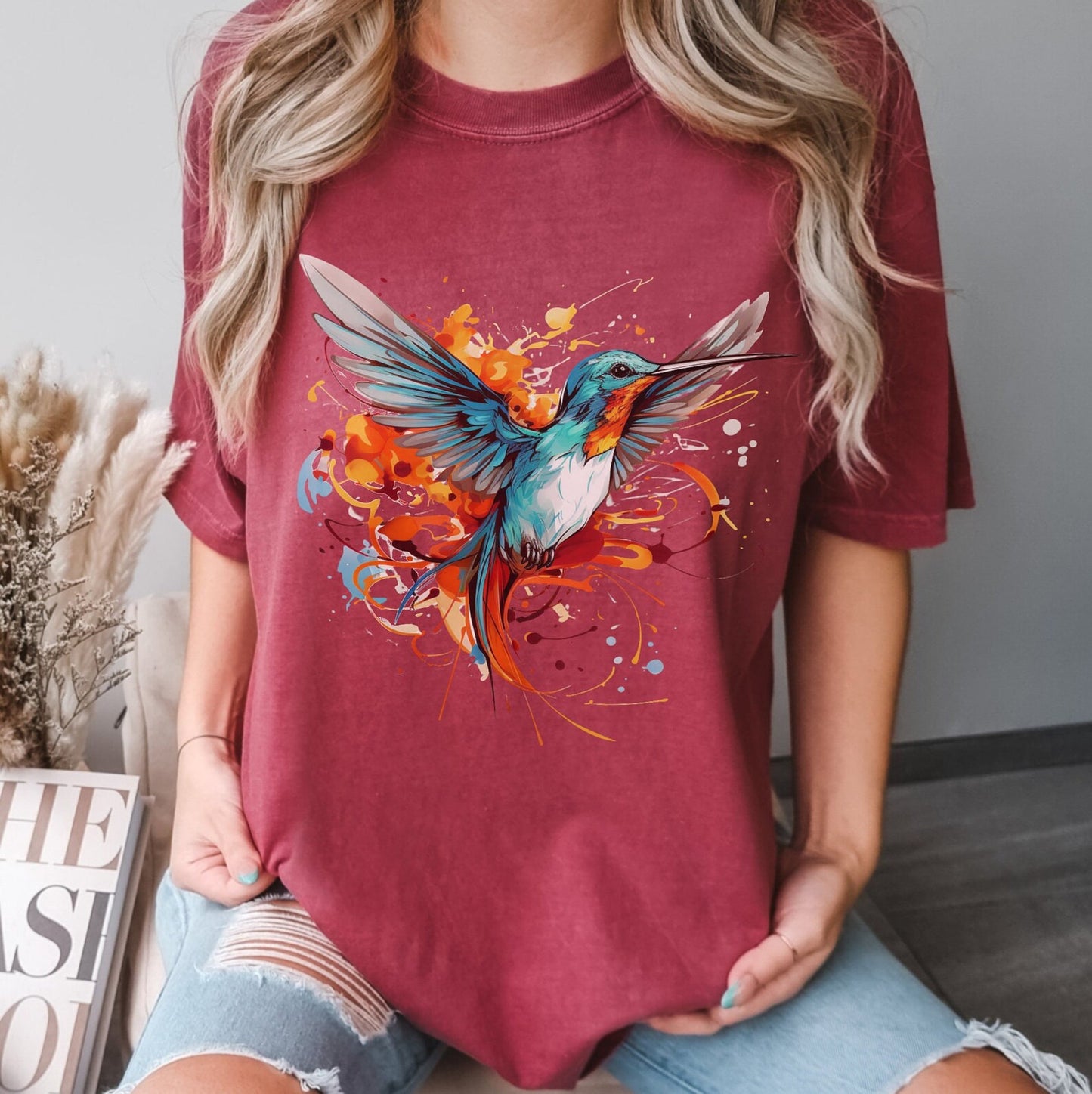 T-shirt Comfort Colors Colibri, Chemise d’amoureux des animaux, T-shirt d’oiseau, Tee-shirt Bird Watcher, Idée cadeau unique, T-shirt d’art aquarelle, Chemise d’oiseau