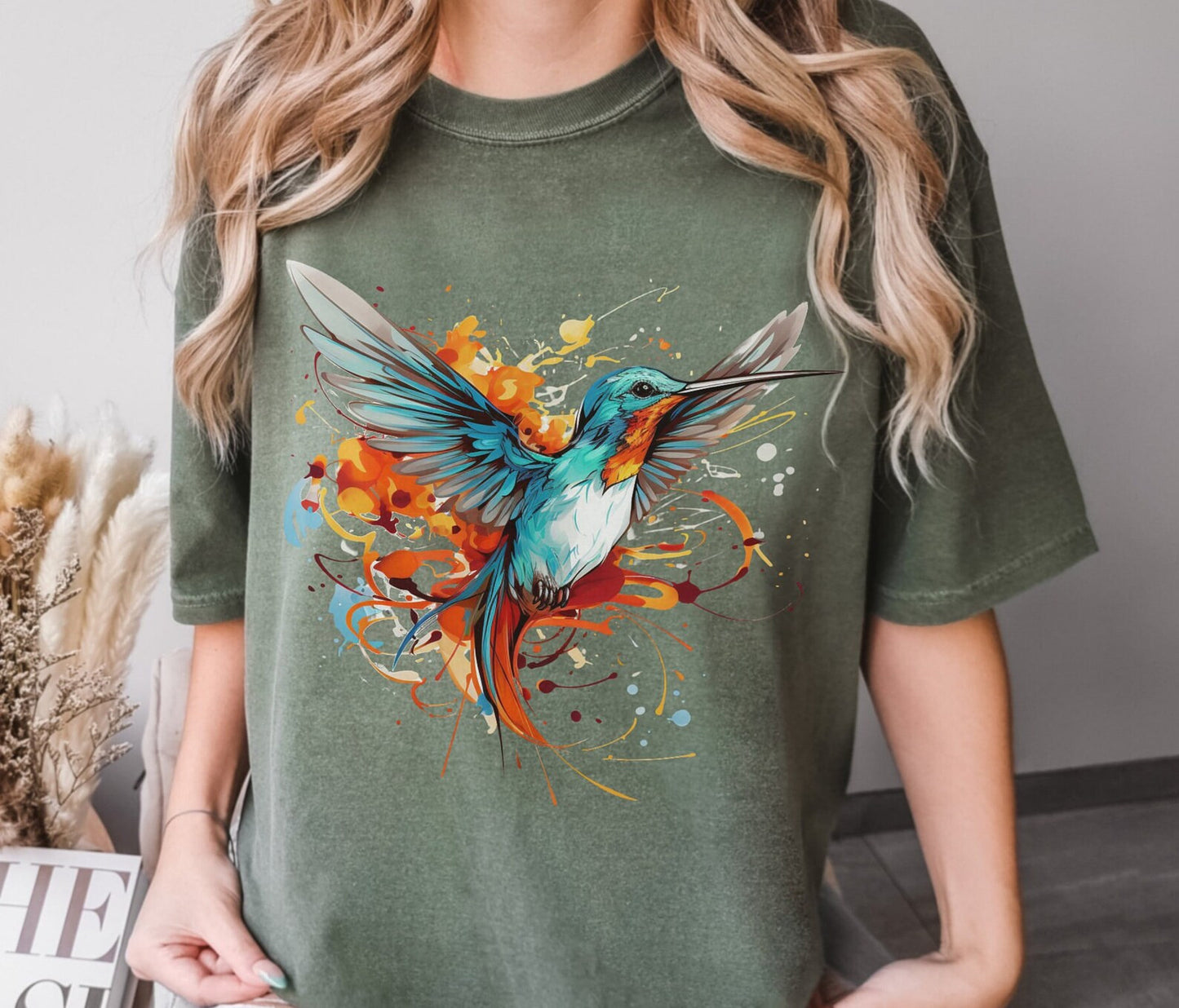 Comfort Colors Hummingbird T-shirt, Animal Lover Shirt, Bird T-shirt, Bird Watcher Tee, Unique Gift Idea, Water Color Art Tshirt, Bird Shirt