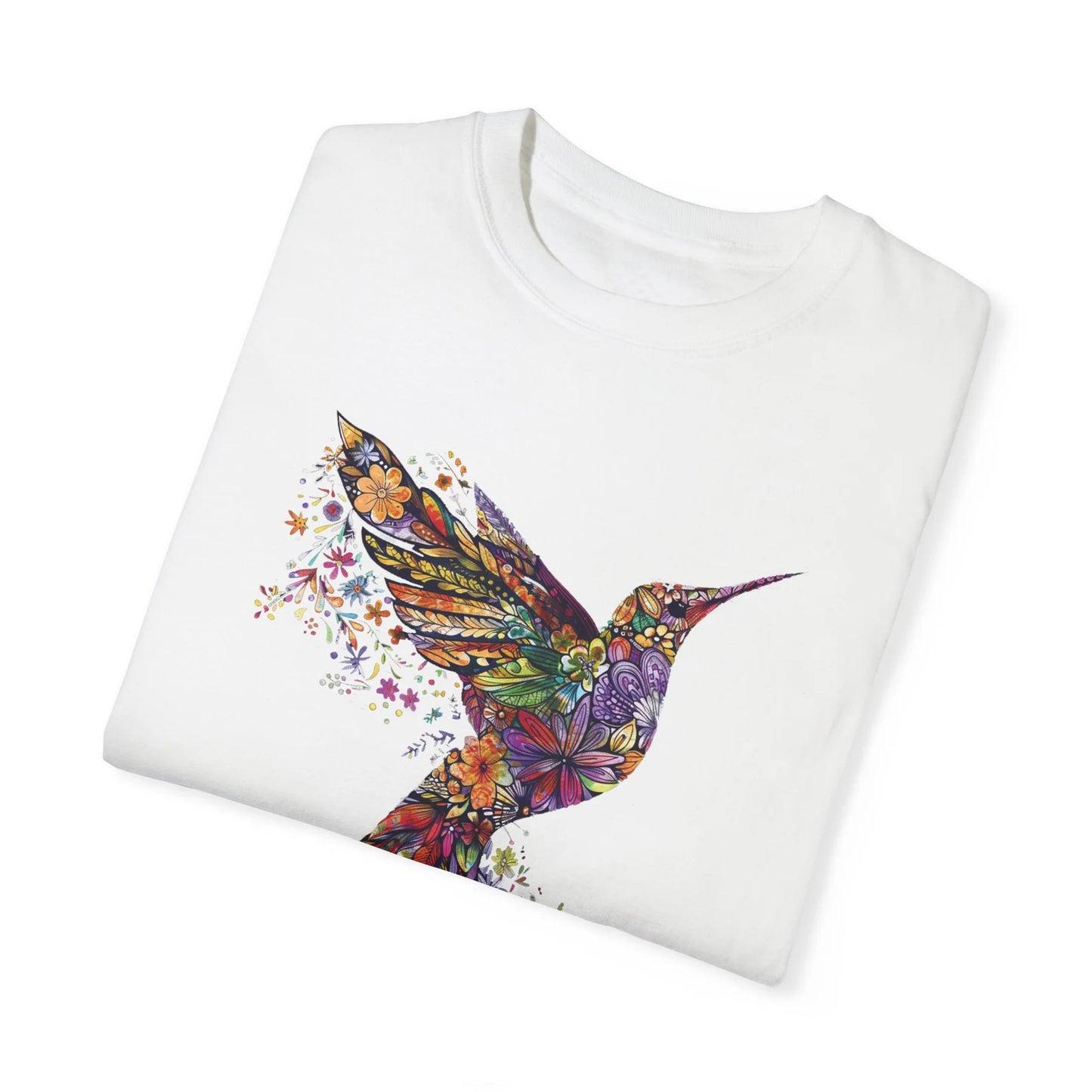 Flower Hummingbird, Animal Lover Tee, Gift For Her, Bird Lover T-Shirt, Spring Birds, Flower Shirt, Bird T Shirts, Trendy Tee