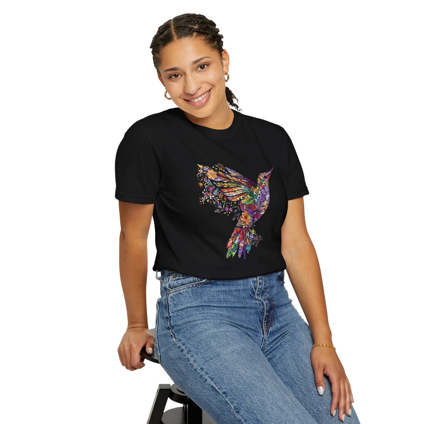 Blumenkolibri, Tierliebhaber T-Shirt, Geschenk für Sie, Vogelliebhaber T-Shirt, Frühlingsvögel, BlumenShirt, Vogel T-Shirts, Trendy T-Shirt