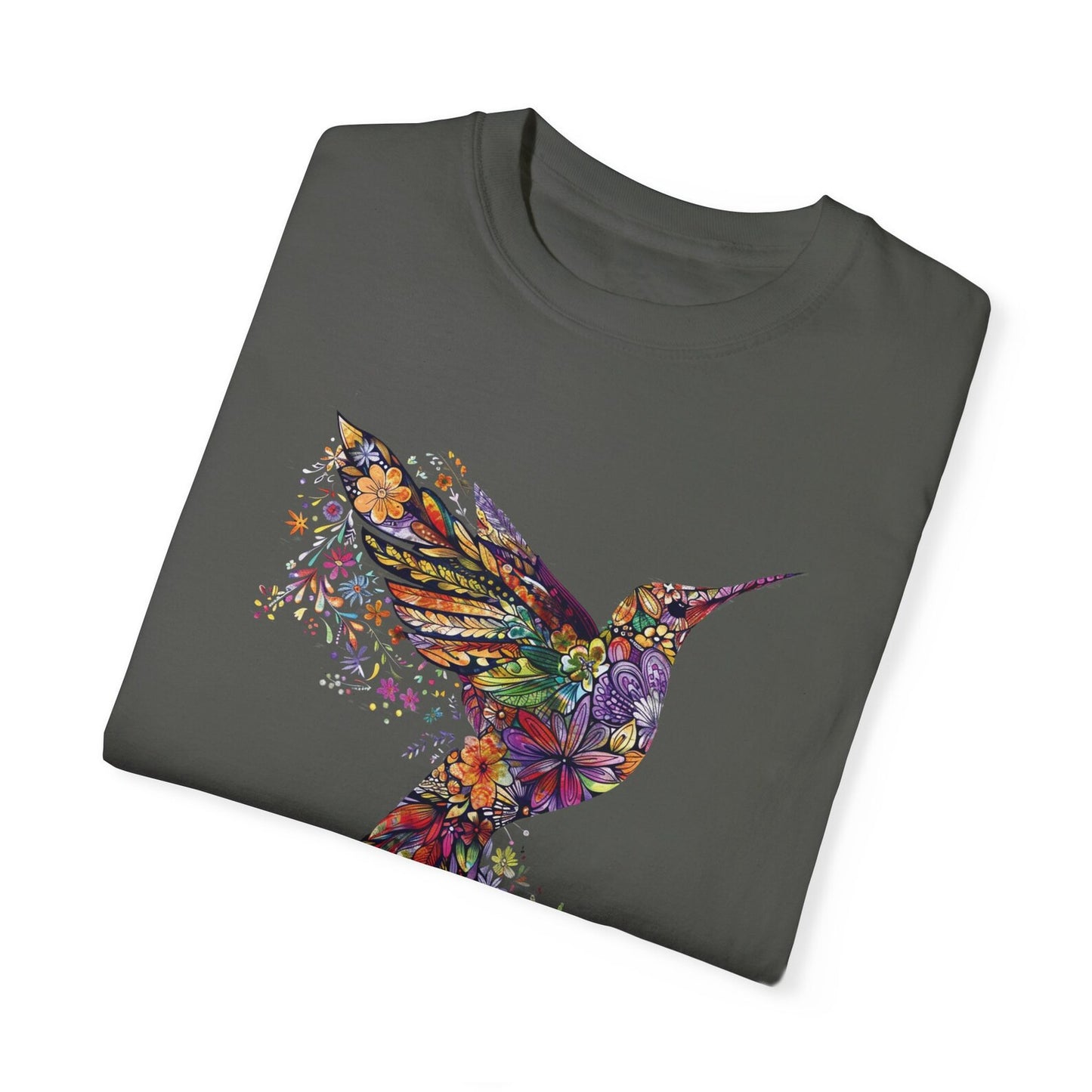 Flower Hummingbird, Animal Lover Tee, Gift For Her, Bird Lover T-Shirt, Spring Birds, Flower Shirt, Bird T Shirts, Trendy Tee