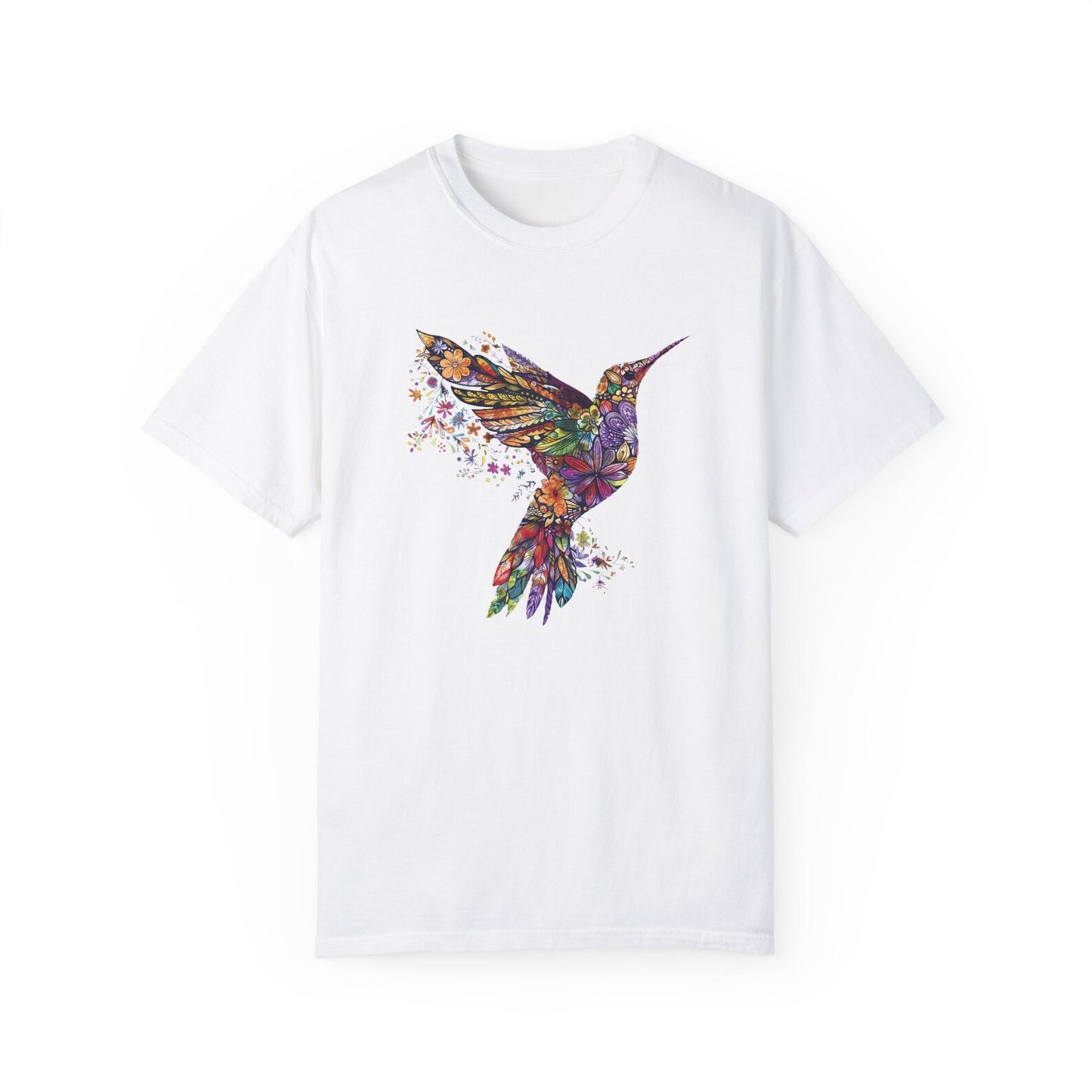 Flower Hummingbird, Animal Lover Tee, Gift For Her, Bird Lover T-Shirt, Spring Birds, Flower Shirt, Bird T Shirts, Trendy Tee