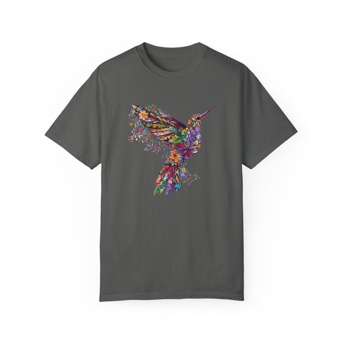 Flower Hummingbird, Animal Lover Tee, Gift For Her, Bird Lover T-Shirt, Spring Birds, Flower Shirt, Bird T Shirts, Trendy Tee