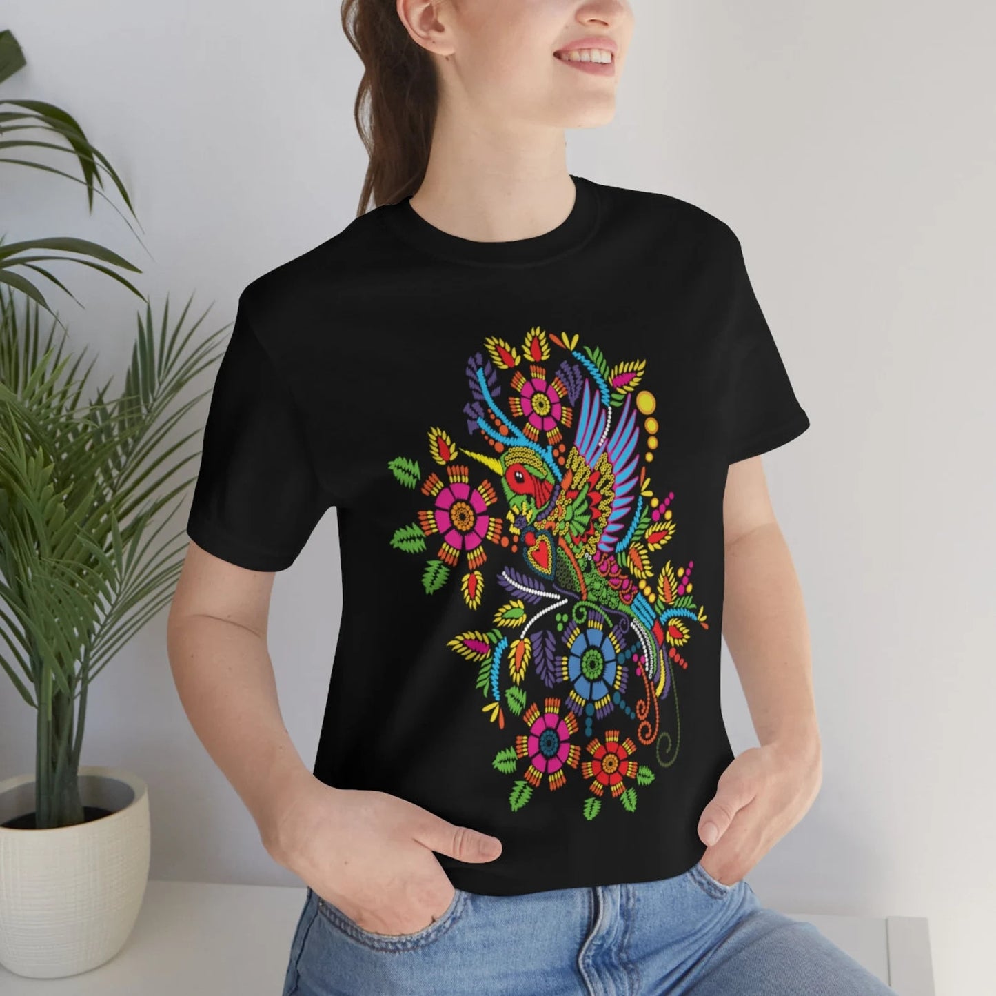 Style Otomi Colibri - T-Shirt Mexicain