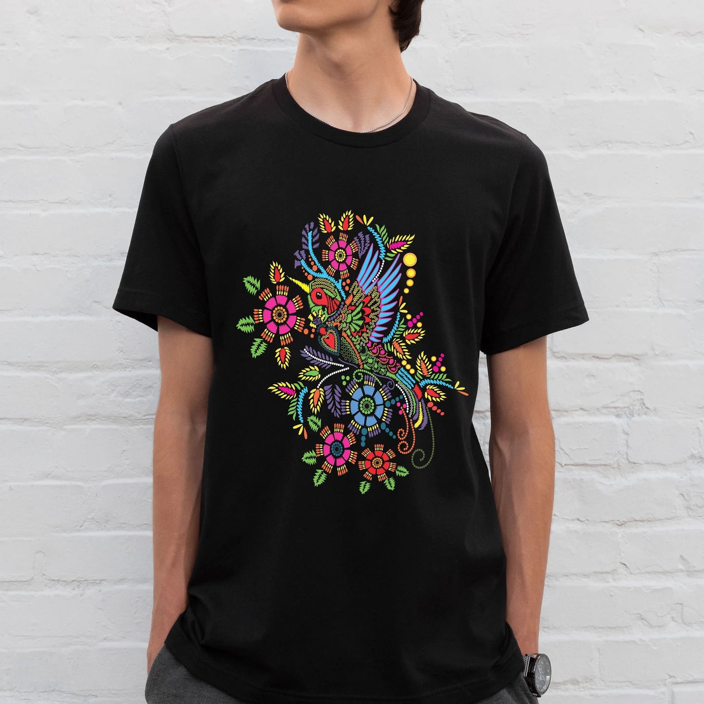 Kolibri Otomi Style - Mexikanisches T-Shirt