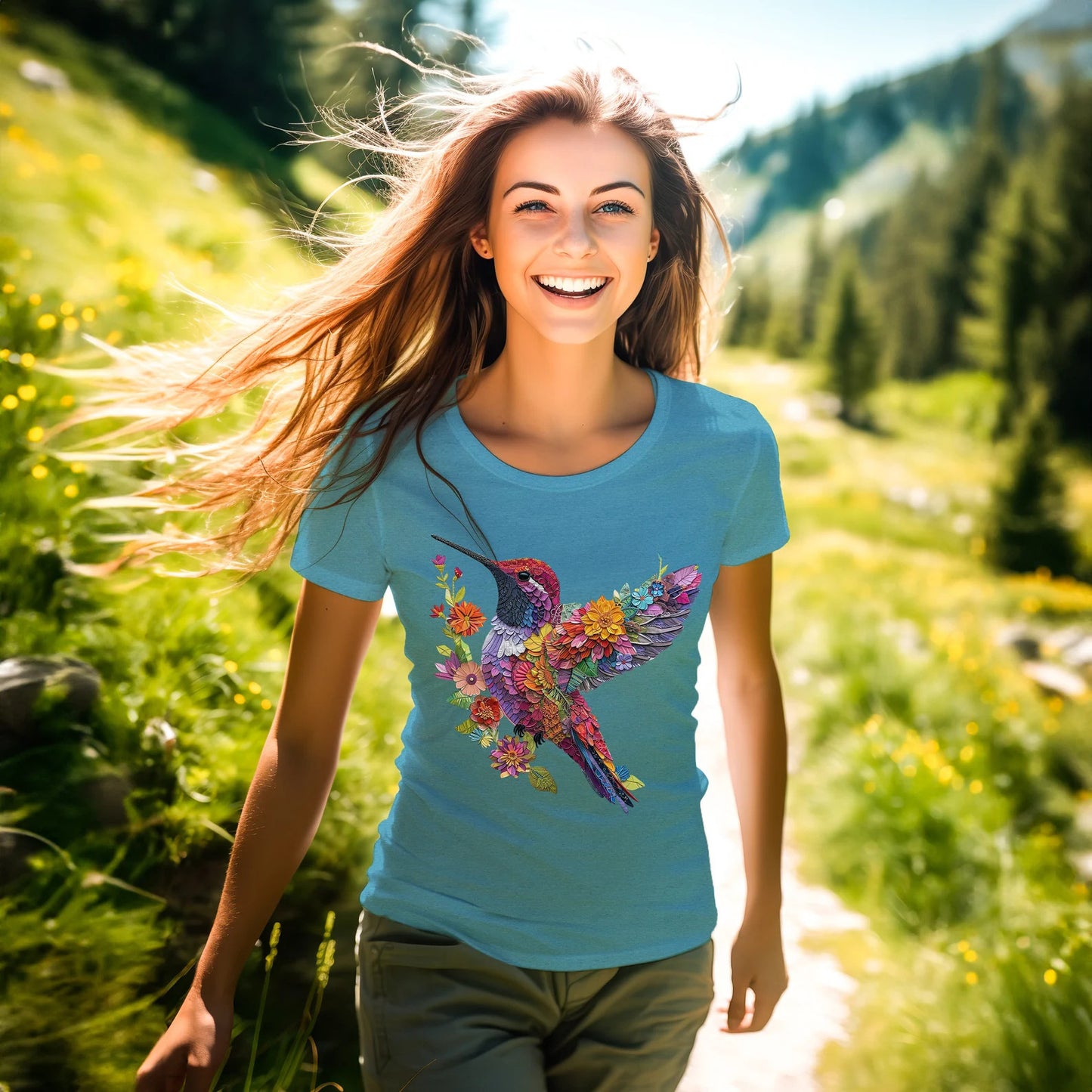 Der KOLIBRI #4 \ Süßes Vogel-T-Shirt \ Trendy T-Shirt \ T-Shirt für Tierliebhaber \ Naturliebhaber \ Geschenk für Vogelliebhaber \ Geschenk für Sie \ Geburtstagsgeschenk