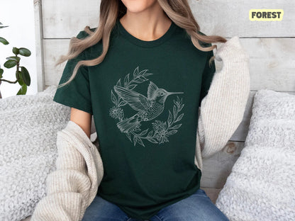 Chemise colibri, chemise d’oiseau, chemise bird nerd, t-shirt d’observation des oiseaux, chemise nature, cadeau amoureux de la nature, cadeau pour elle