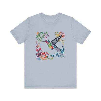 Buntes Kolibri T-Shirt, Damen Shirt, Frühling Sommer Vögel T-Shirt, Vogel Liebhaber T-Shirt, Wildtier Tier Shirt, Geschenke für Sie, Lebendiges T-Shirt