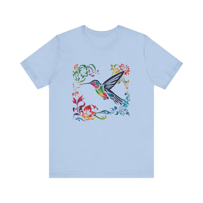 Colorful Hummingbird TShirt, Women's Shirt, Spring Summer Birds T-Shirt, Bird Lovers Tee, Wildlife Animal Shirt, Gifts for Her, Vibrant Tee