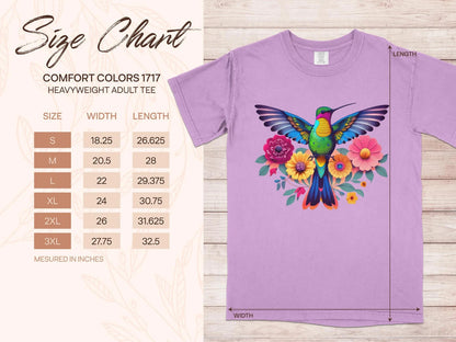 Chemise florale de colibri, tee-shirt d’amoureux des animaux, t-shirt d’oiseau à la mode, cadeau pour elle, tee-shirt d’amoureux d’oiseaux, dessus de fleur d’oiseau de printemps, idée de cadeau d’observation des oiseaux