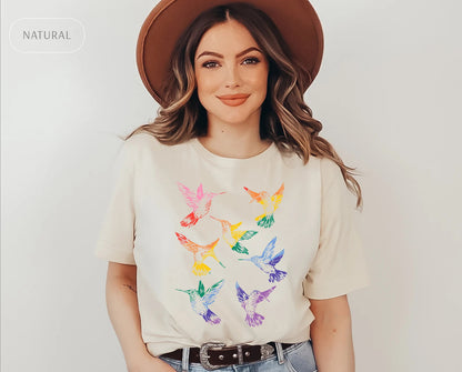 LGBTQ Hummingbird Shirt, Queer Bird Lover TShirt, LGBTQ Gift, Gay Pride Birdwatching T-Shirt, Rainbow Birdwatcher T Shirt, Birding Tee Shirt