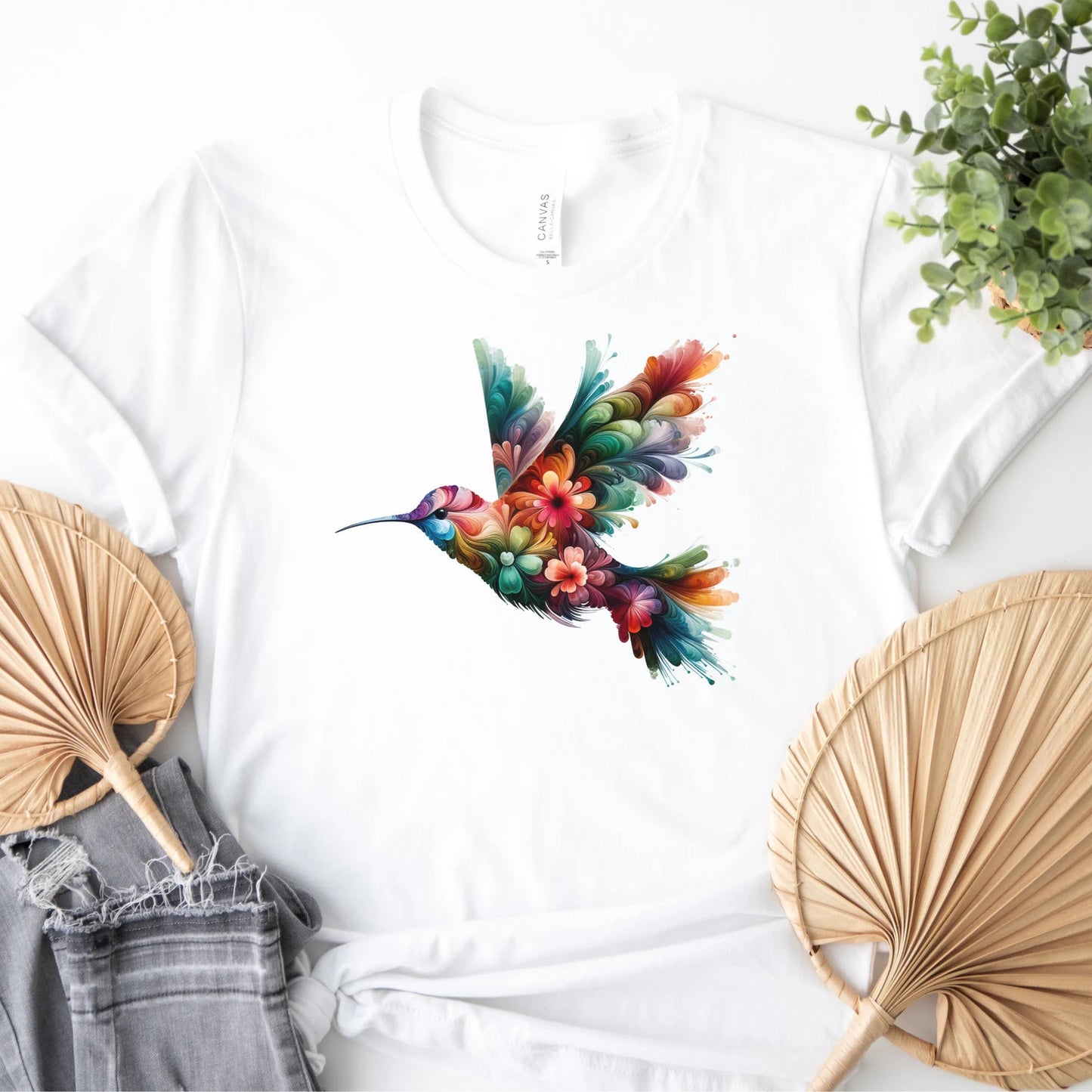 Floral Hummingbird Shirt, Bird T-Shirt, Trendy Graphic Tee, Flower Shirt, Animal Lover Gift, Bird Lover TShirt, Gift For Her, Summer Birds