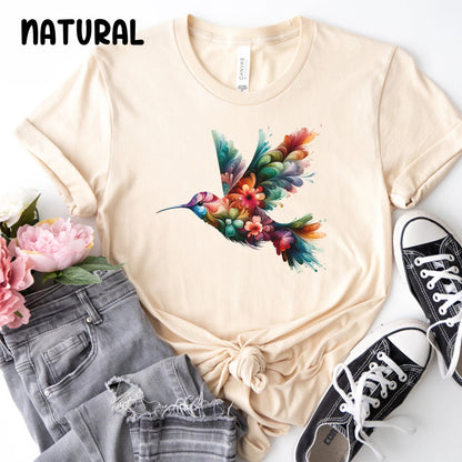 Florales Kolibri Shirt, Vogel T-Shirt, trendiges Grafik T-Shirt, Blumen Shirt, Geschenk für Tierliebhaber, Vogelliebhaber T-Shirt, Geschenk für Sie, Sommervögel