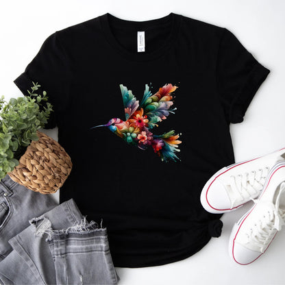 Floral Hummingbird Shirt, Bird T-Shirt, Trendy Graphic Tee, Flower Shirt, Animal Lover Gift, Bird Lover TShirt, Gift For Her, Summer Birds