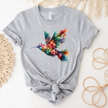 Floral Hummingbird Shirt, Bird T-Shirt, Trendy Graphic Tee, Flower Shirt, Animal Lover Gift, Bird Lover TShirt, Gift For Her, Summer Birds