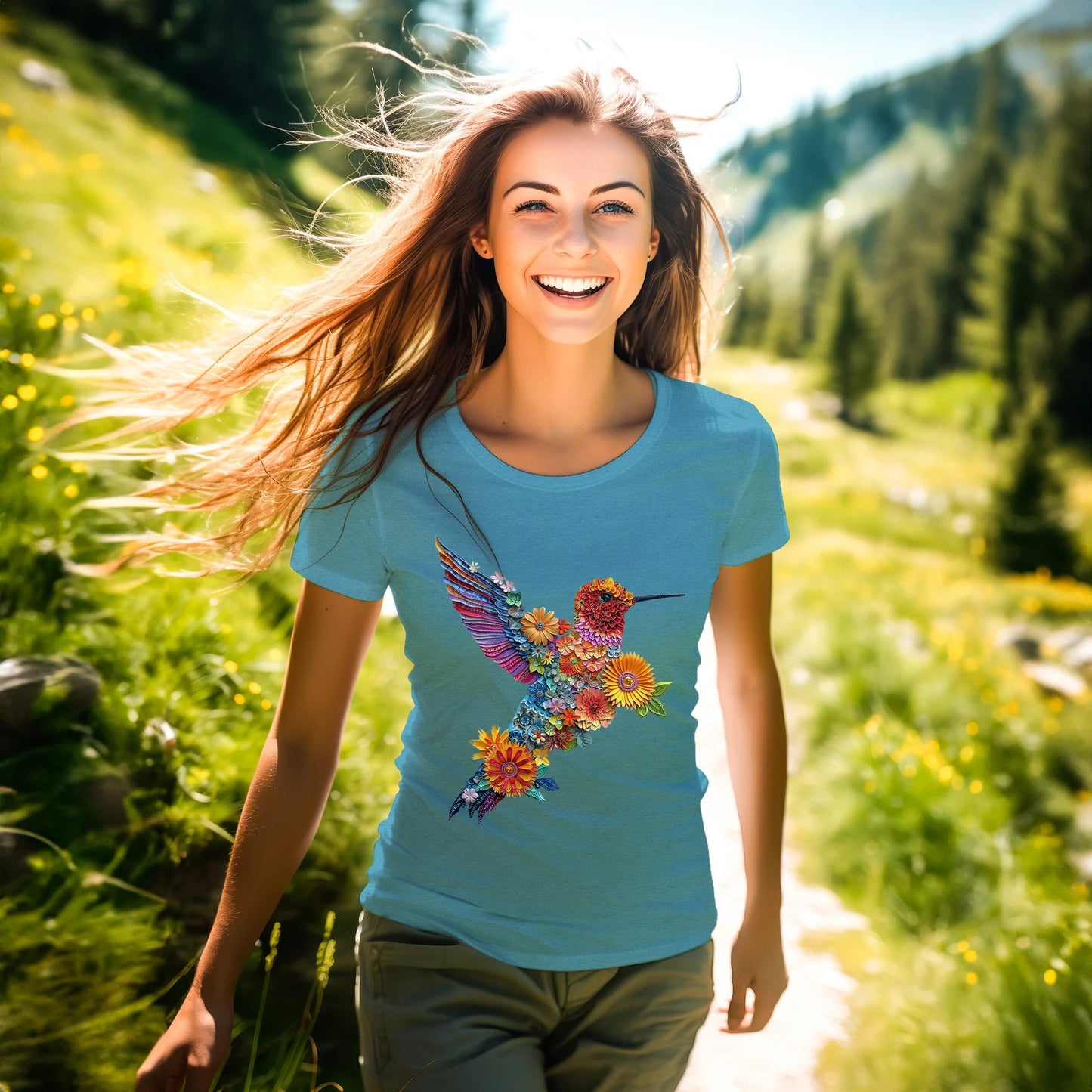 Der KOLIBRI #3 \ Süßes Vogel-T-Shirt \ Trendy T-Shirt \ T-Shirt für Tierliebhaber \ Naturliebhaber \ Geschenk für Vogelliebhaber \ Geschenk für Sie \ Geburtstagsgeschenk