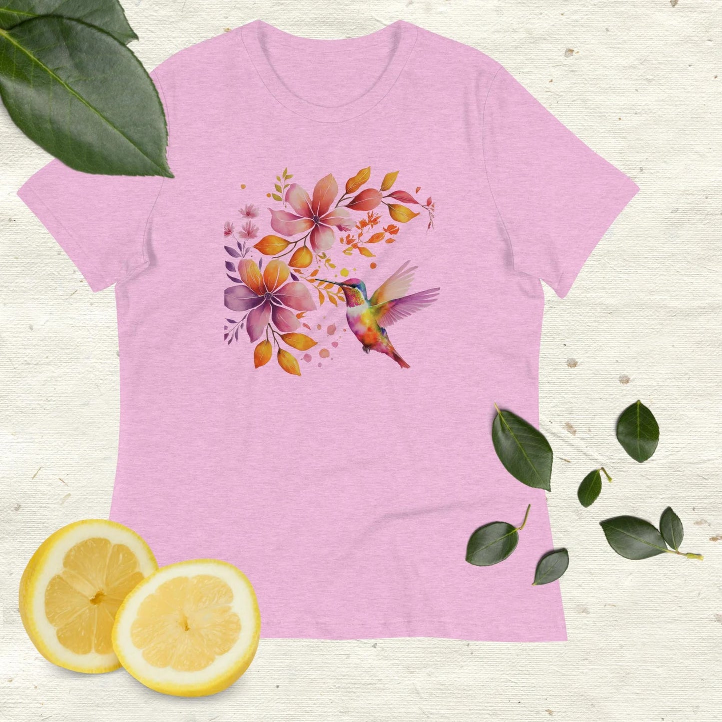 T-shirt femme, chemise colibri, t-shirt oiseaux aquarelle, chemise aquarelle oiseau, fleur aquarelle, colibri aquarelle, tee nature