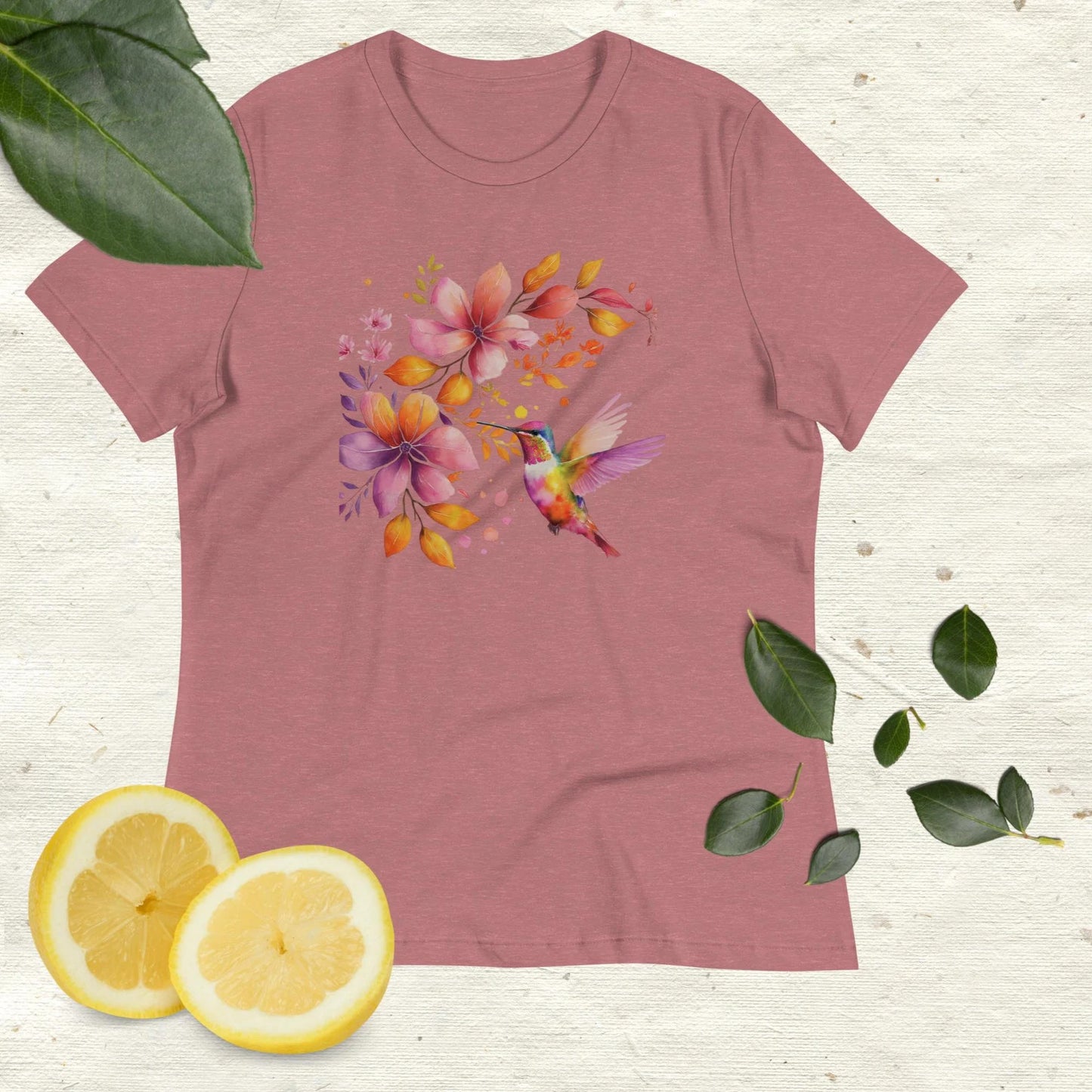 T-shirt femme, chemise colibri, t-shirt oiseaux aquarelle, chemise aquarelle oiseau, fleur aquarelle, colibri aquarelle, tee nature