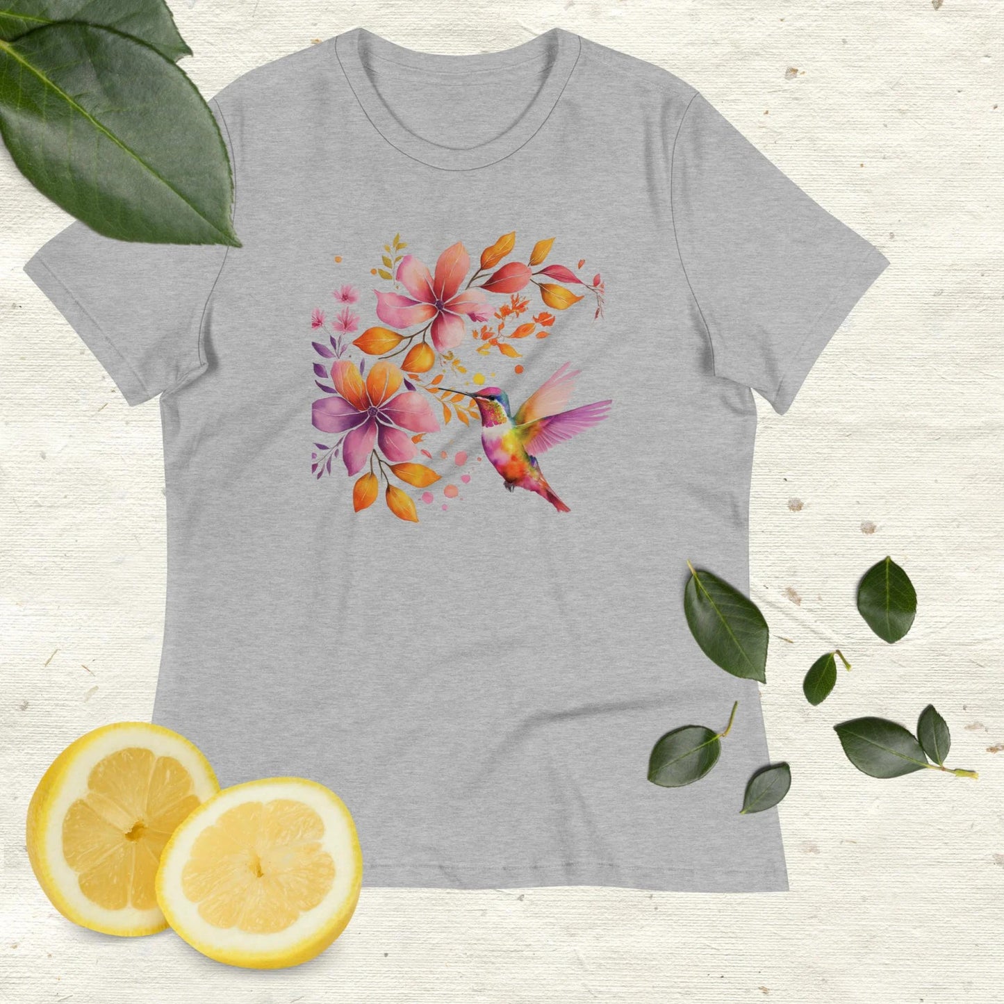 Women's T-Shirt, Hummingbird Shirt, Watercolor Birds T-shirt, Bird Watercolor Shirt, watercolor flower, Watercolor Hummingbird, Nature Tee