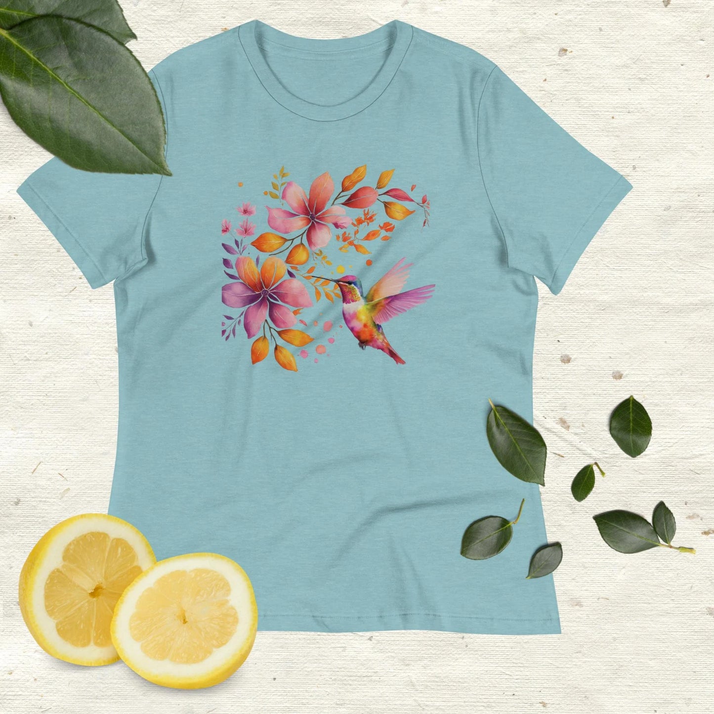 Women's T-Shirt, Hummingbird Shirt, Watercolor Birds T-shirt, Bird Watercolor Shirt, watercolor flower, Watercolor Hummingbird, Nature Tee