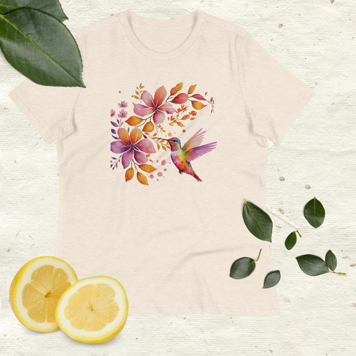 Women's T-Shirt, Hummingbird Shirt, Watercolor Birds T-shirt, Bird Watercolor Shirt, watercolor flower, Watercolor Hummingbird, Nature Tee