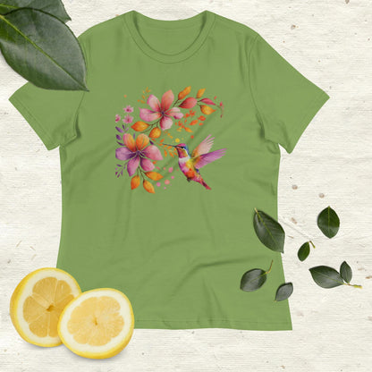 Women's T-Shirt, Hummingbird Shirt, Watercolor Birds T-shirt, Bird Watercolor Shirt, watercolor flower, Watercolor Hummingbird, Nature Tee