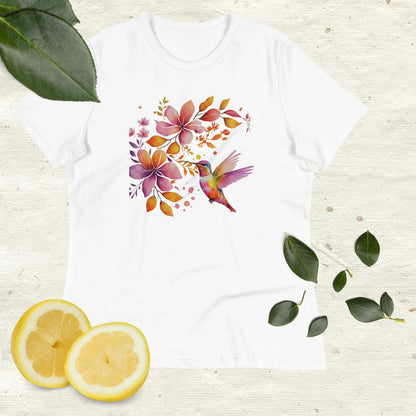 T-shirt femme, chemise colibri, t-shirt oiseaux aquarelle, chemise aquarelle oiseau, fleur aquarelle, colibri aquarelle, tee nature