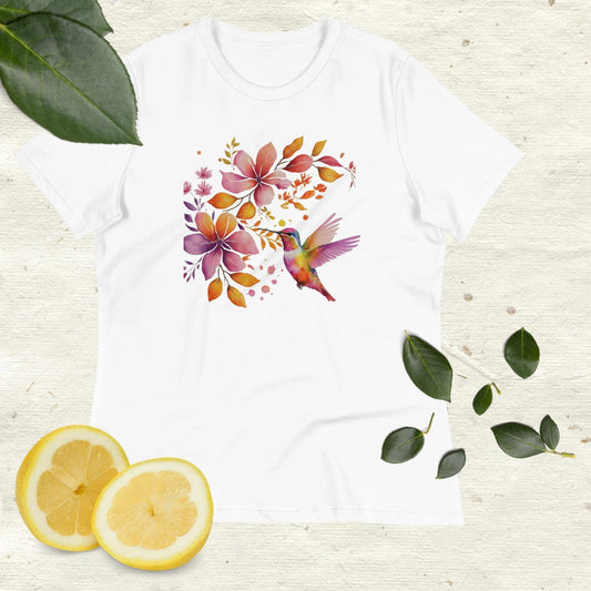 Damen T-Shirt, Kolibri Shirt, Aquarell Vögel T-Shirt, Vogel Aquarell Shirt, Aquarell Blume, Aquarell Kolibri, Natur T-Shirt